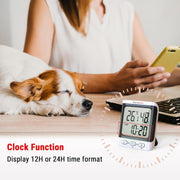 TP152 Digital Temperature and Humidity Monitor Digital Hygrometer with Temperature, Humidity and Clock LCD Display